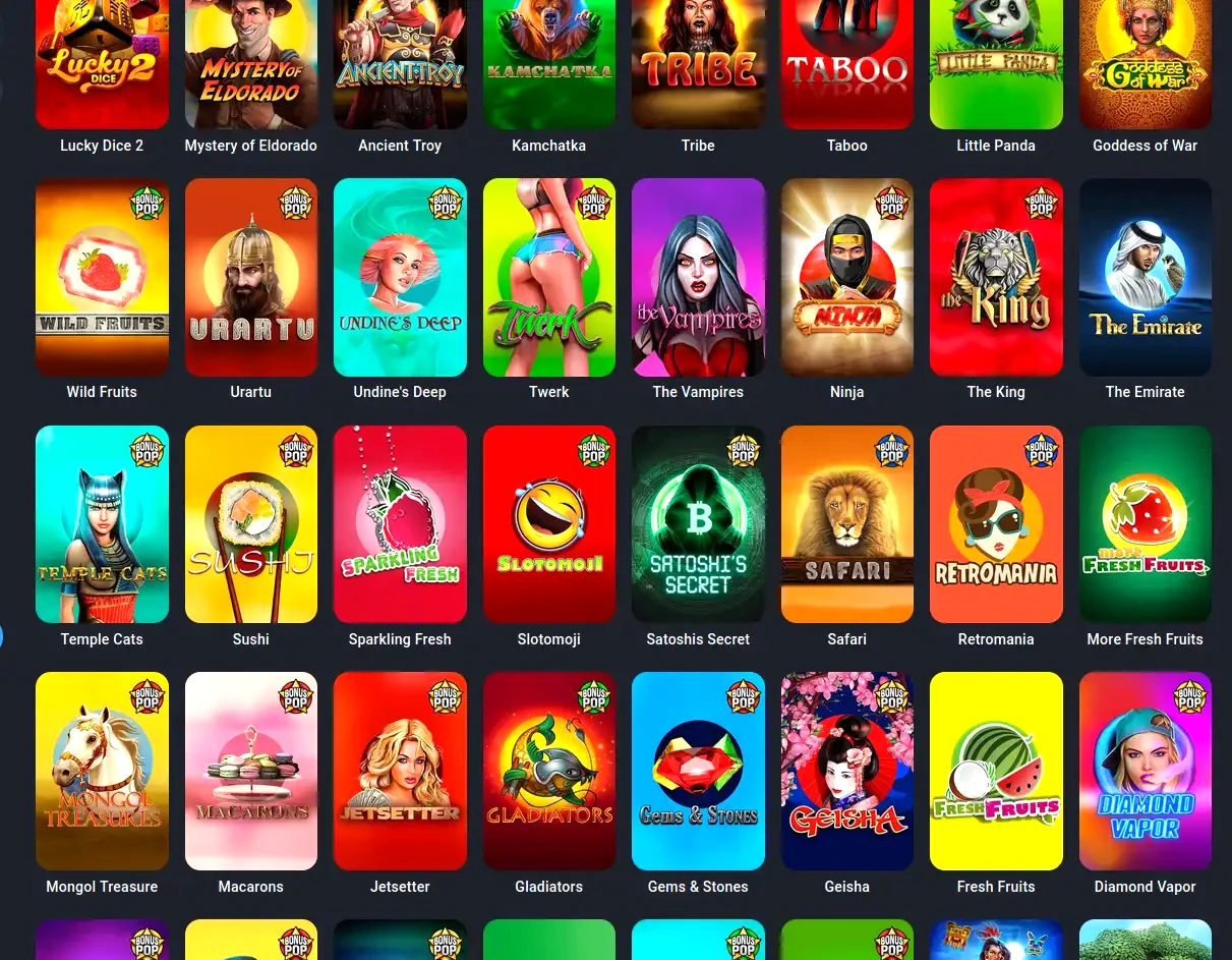 Amon casino en ligne interface